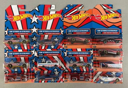 Group of Mattel Hot Wheels Stars and Stripes Die-Cast Cars
