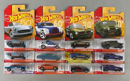 Group of Mattel Hot Wheels Decades Die-Cast Cars