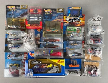Group of Mattel Hot Wheels Racing Die-Cast Vehicles and More