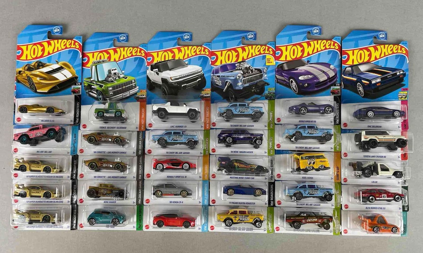 Group of 30 Mattel Hot Wheels Die-Cast Vehicles: 1/64 scale, original packaging