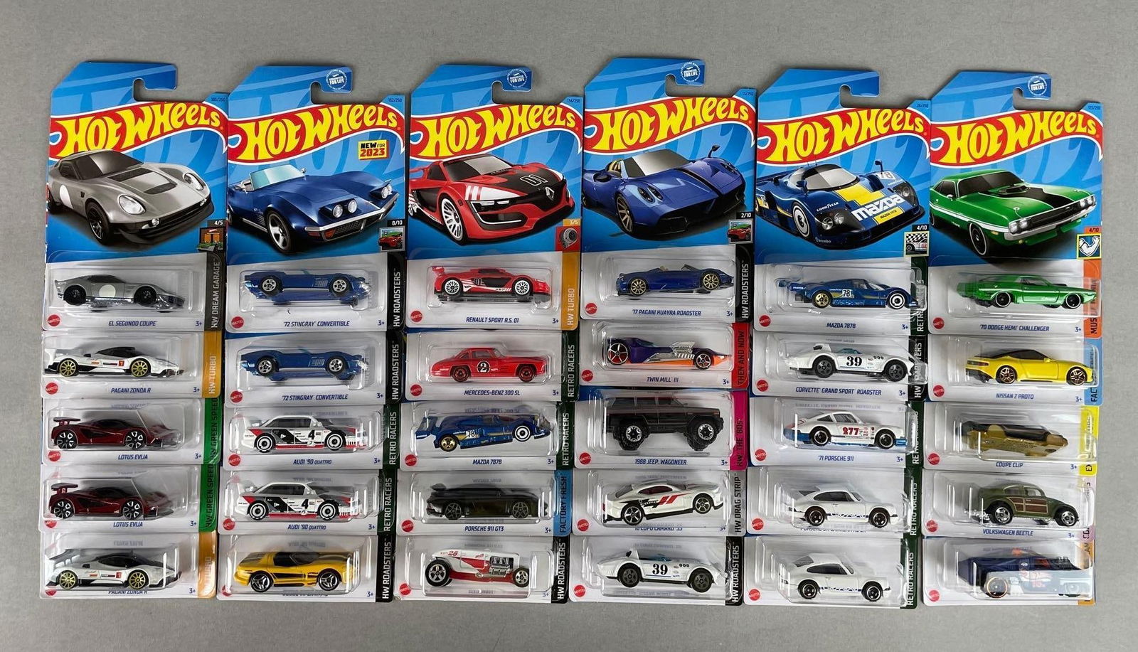 Group of 30 Mattel Hot Wheels Die-Cast Vehicles: 1/64 scale, original packaging