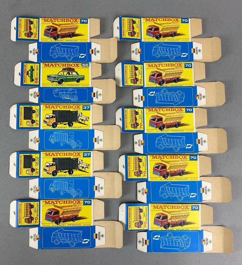 Group of 10 Matchbox Type F Boxes: Includes Cattle Truck and more