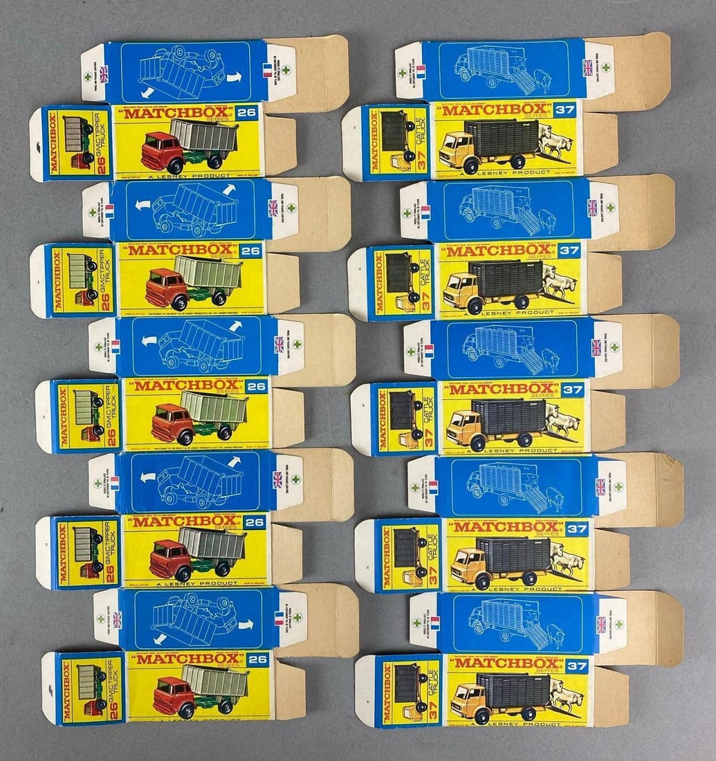 Group of 10 Matchbox Type F Boxes: Includes Cattle Truck and more