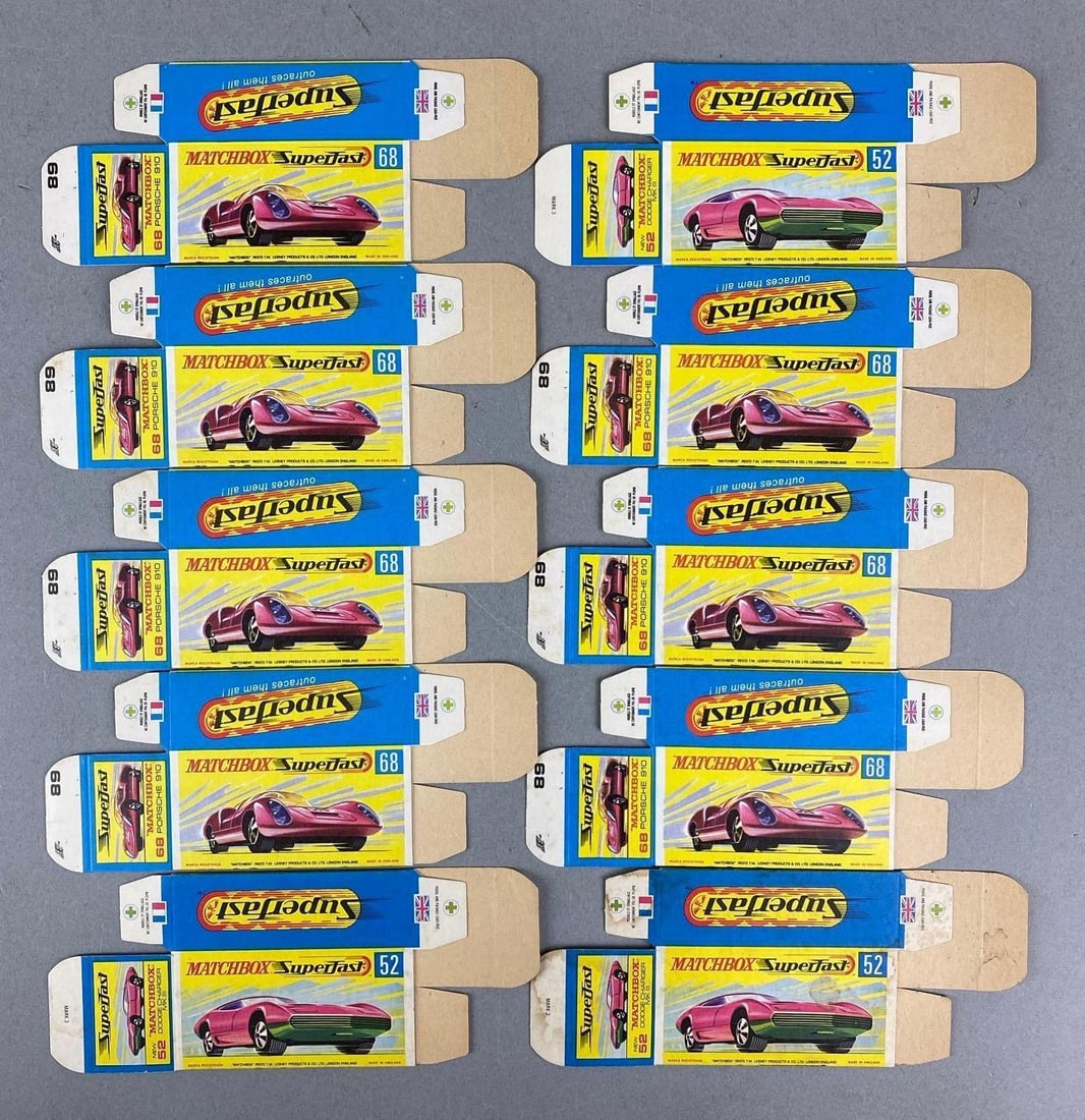 Group of 10 Matchbox Superfast Type G Boxes: Includes Dodge Charger MK II and More