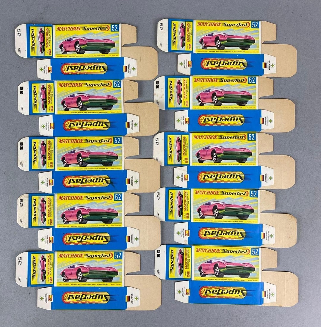Group of 10 Matchbox Superfast Type G Boxes: All 10 are Dodge Charger MK II.