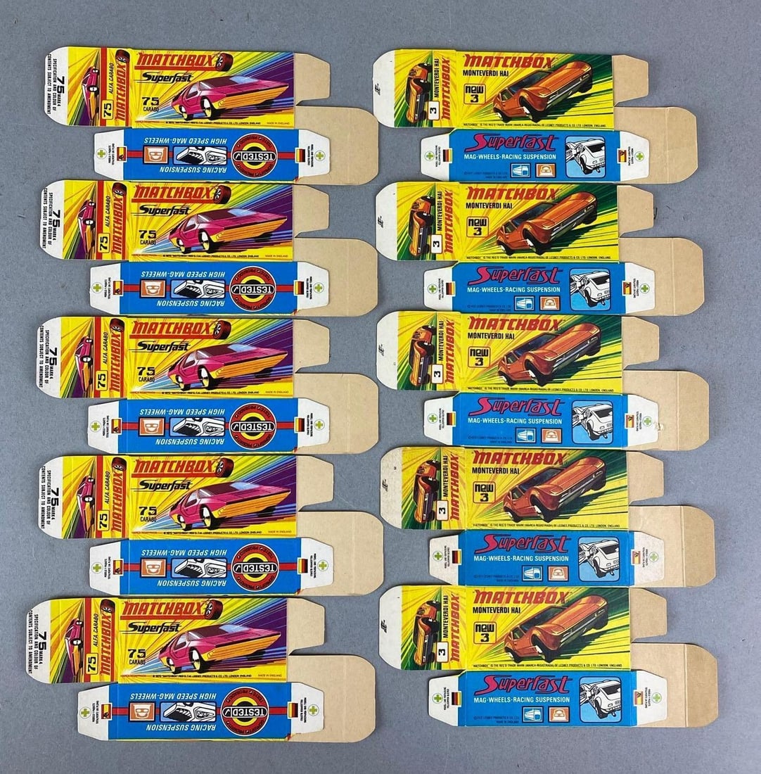 Group of 10 Matchbox Superfast Type H Boxes: Includes Monteverdi Hai and more.