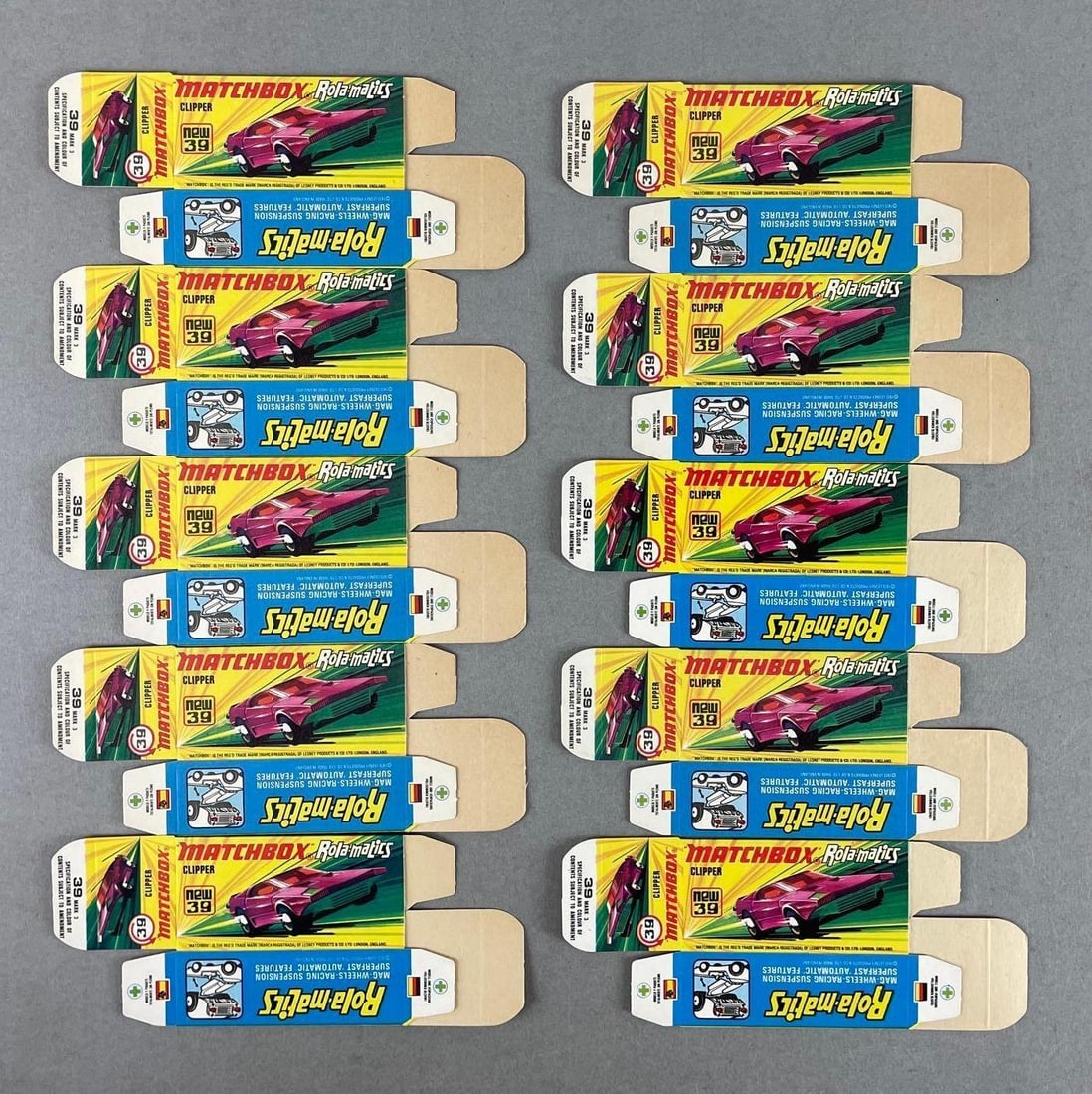 Group of 10 Matchbox Type I Boxes: Clipper