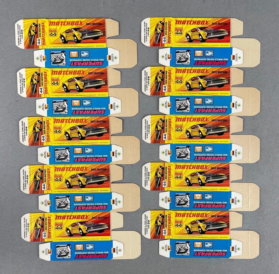 Group of 10 Matchbox Type I Boxes: Boss mustang