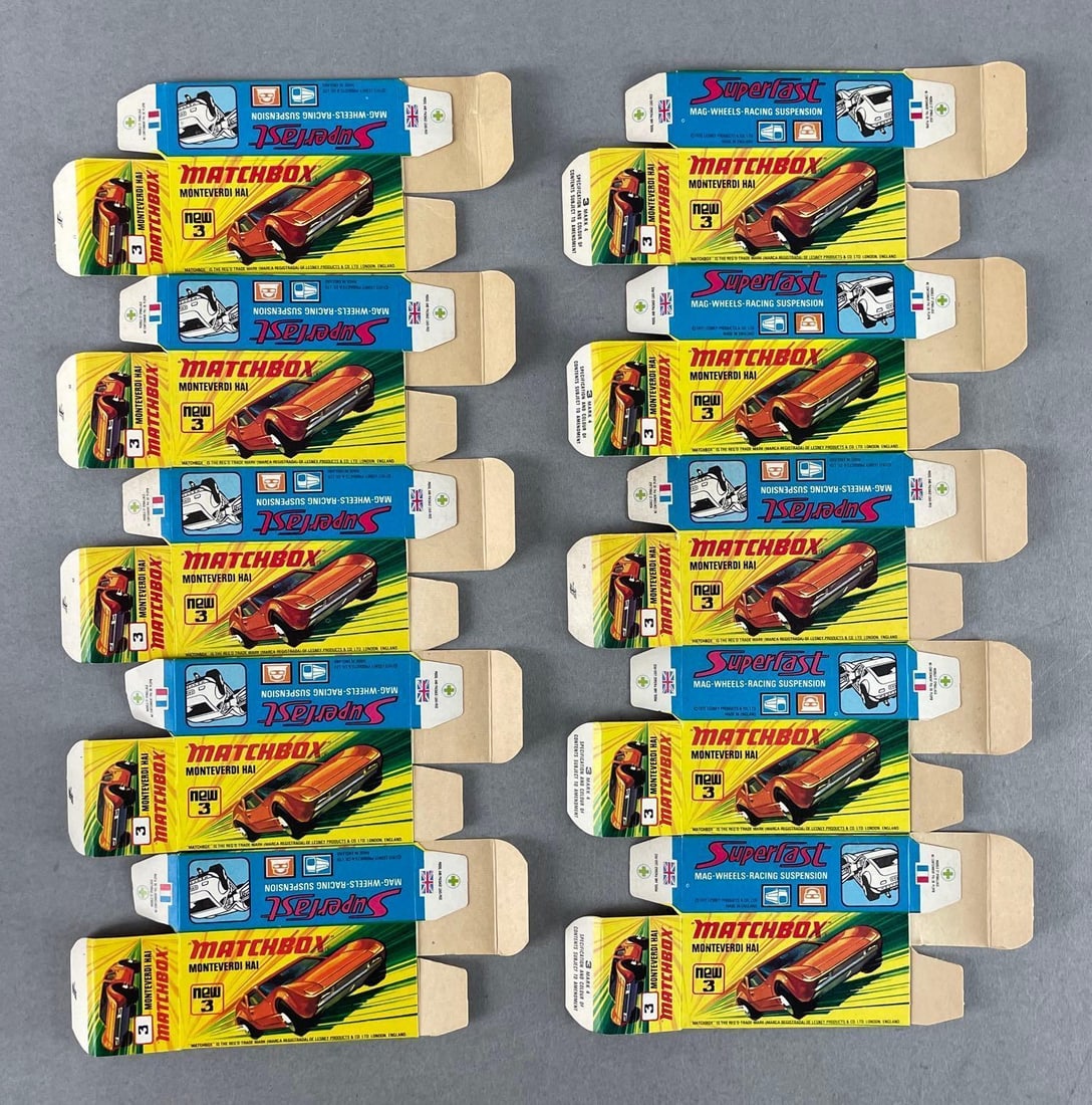 Group of 10 Matchbox Type I Boxes: Monteverdi hai