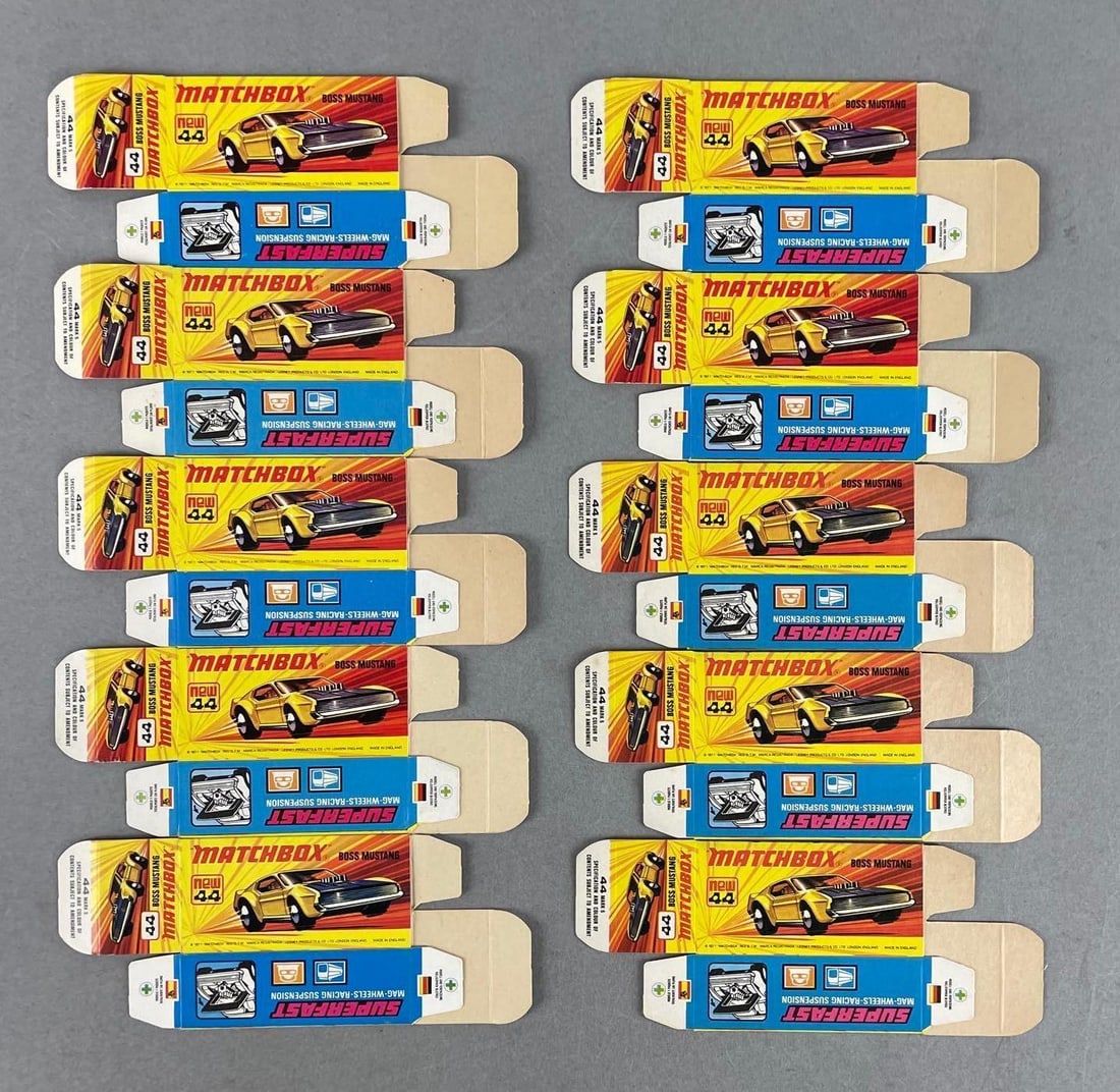 Group of 10 Matchbox Type I Boxes: Boss mustang