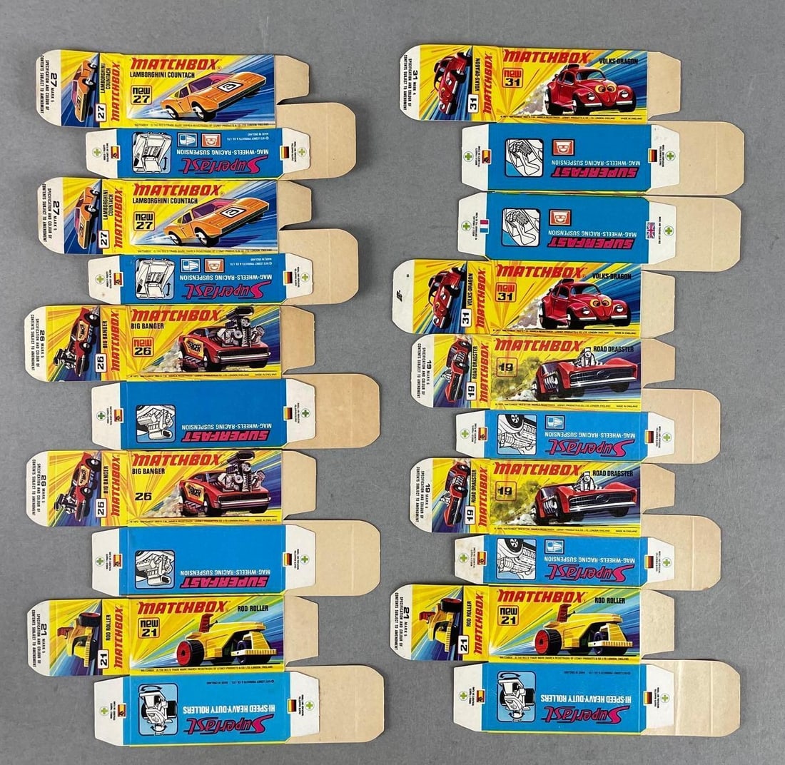 Group of 10 Matchbox Type I Boxes: Includes big banger and more