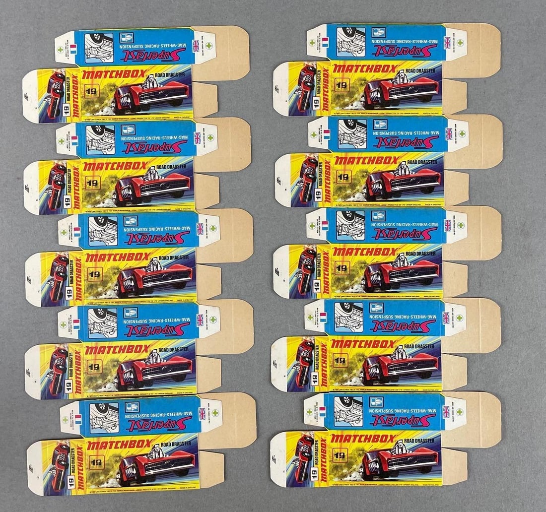 Group of 10 Matchbox Type I Boxes: Road dragster