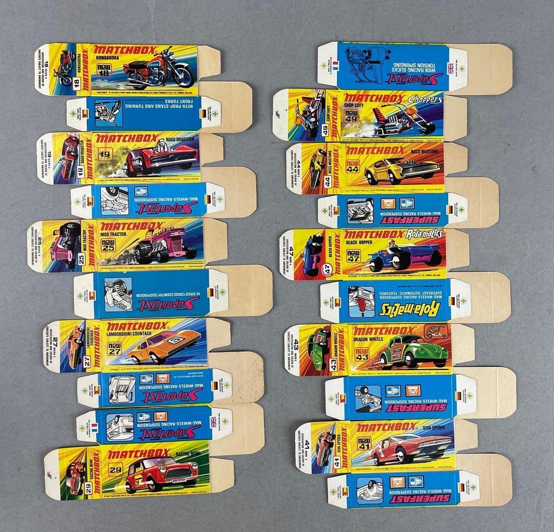 Group of 10 Matchbox Type I Boxes: Includes mod tractor and more