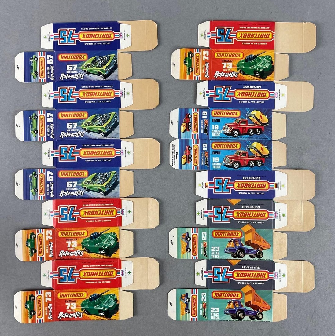 Group of 10 Matchbox Type J Boxes: Includes hot rocker and more