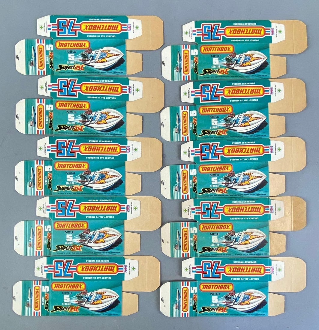 Group of 10 Matchbox J Type No. 5 Superfast Boxes: Seafire
