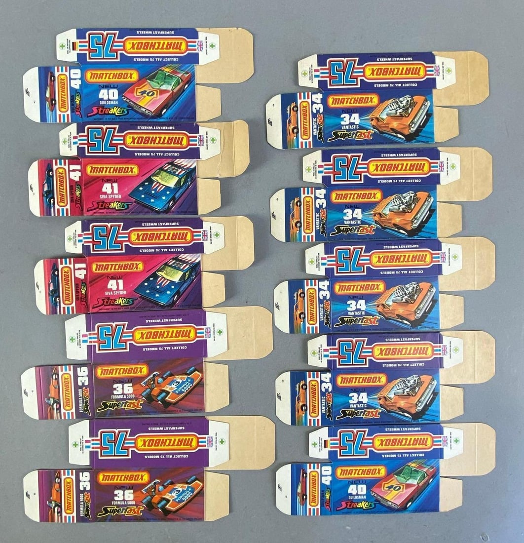 Group of 10 Matchbox J Type Boxes: Includes vantastic and more