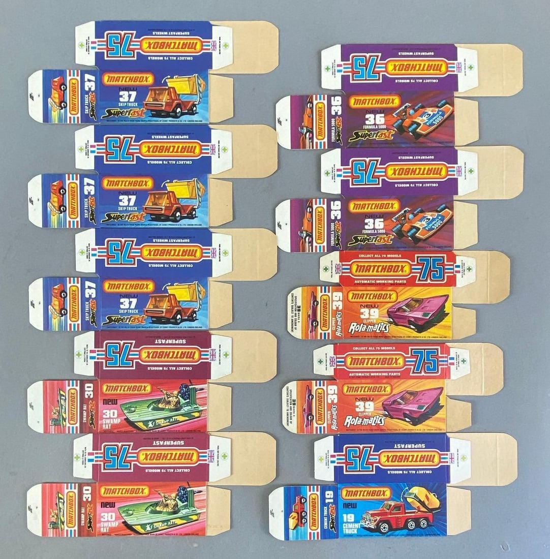 Group of 10 Matchbox J Type Boxes: Includes cement truck and more