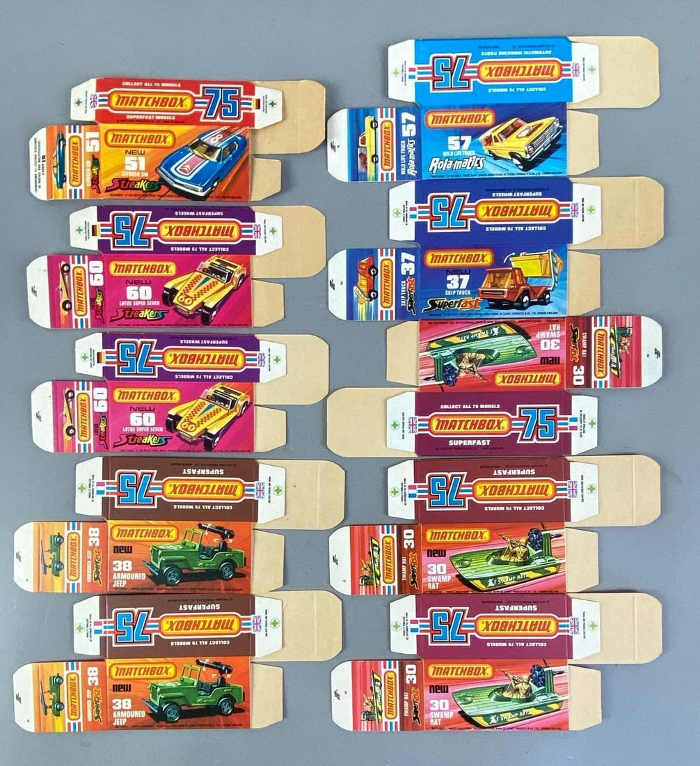 Group of 10 Matchbox J Type Boxes: Includes swamp Rat and More