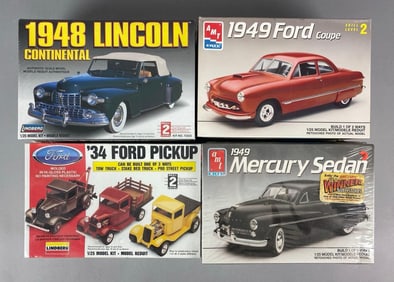Group of 4 Classic Car Plastic Model Kits