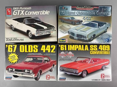 Group of 4 1960-1970s Car Plastic Model Kits