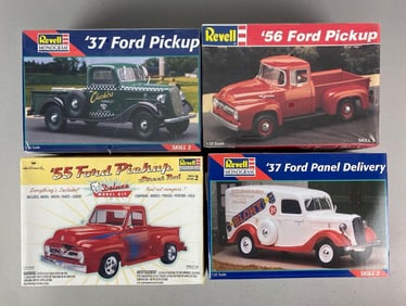 Group of 4 1930s-1950s Ford Pickup Plastic Model Kits