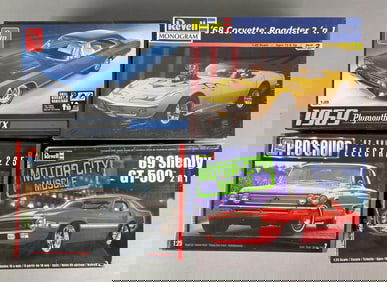 Group of 4 1960s Muscle Car Plastic Model Kits