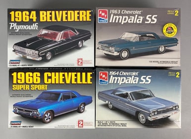 Group of 4 1960s Muscle Car Plastic Model Kits