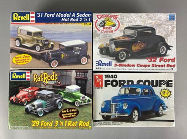 Group of 4 1920s - 1930s Ford Hot Rod Plastic Model Kits