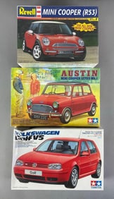 Group of 3 Mini Cooper and Golf Plastic Model Kits