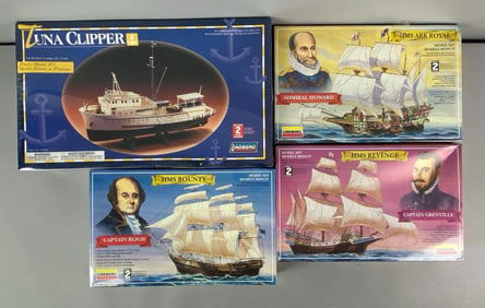Group of 4 Lindberg Boat Plastic Model Kits