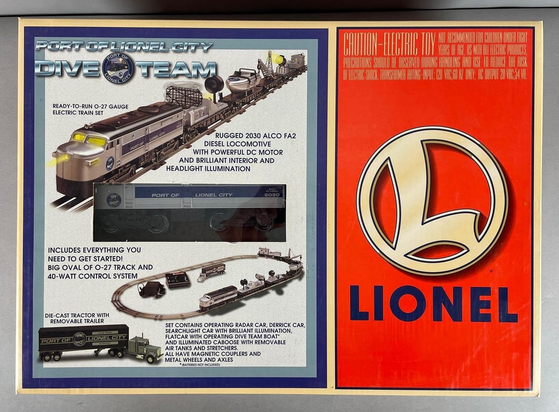 Lionel O-27 Porto of Lionel City Dive Team Train Set: Untested, appears complete in original packaging