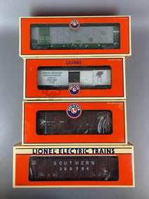 Group of 4 Lionel O Scale Train Box Cars