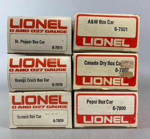 Group of 6 Lionel O Scale Box Cars