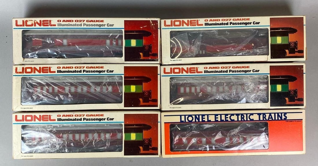 Group of 6 Lionel O Scale Chicago and Alton Passenger Cars: Includes baggage car, observation car, combo car and more.