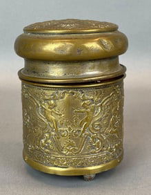 Vintage French Embossed Brass Music Box