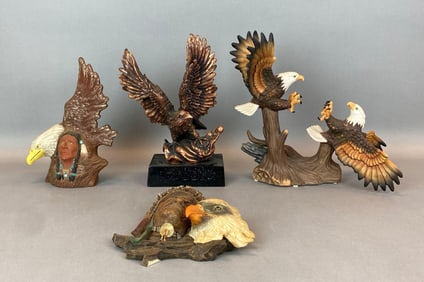 Group of American Bald Eagle Figurines