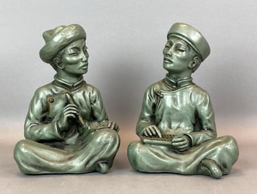 Pair of 1958 Universal Chinese Scholars Resin Figurines