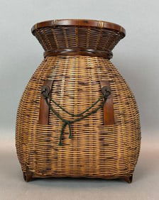 Vintage Handmade Japanese Ikebana Bamboo Basket