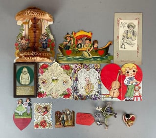 Group of Vintage Die-Cut Valentines and More