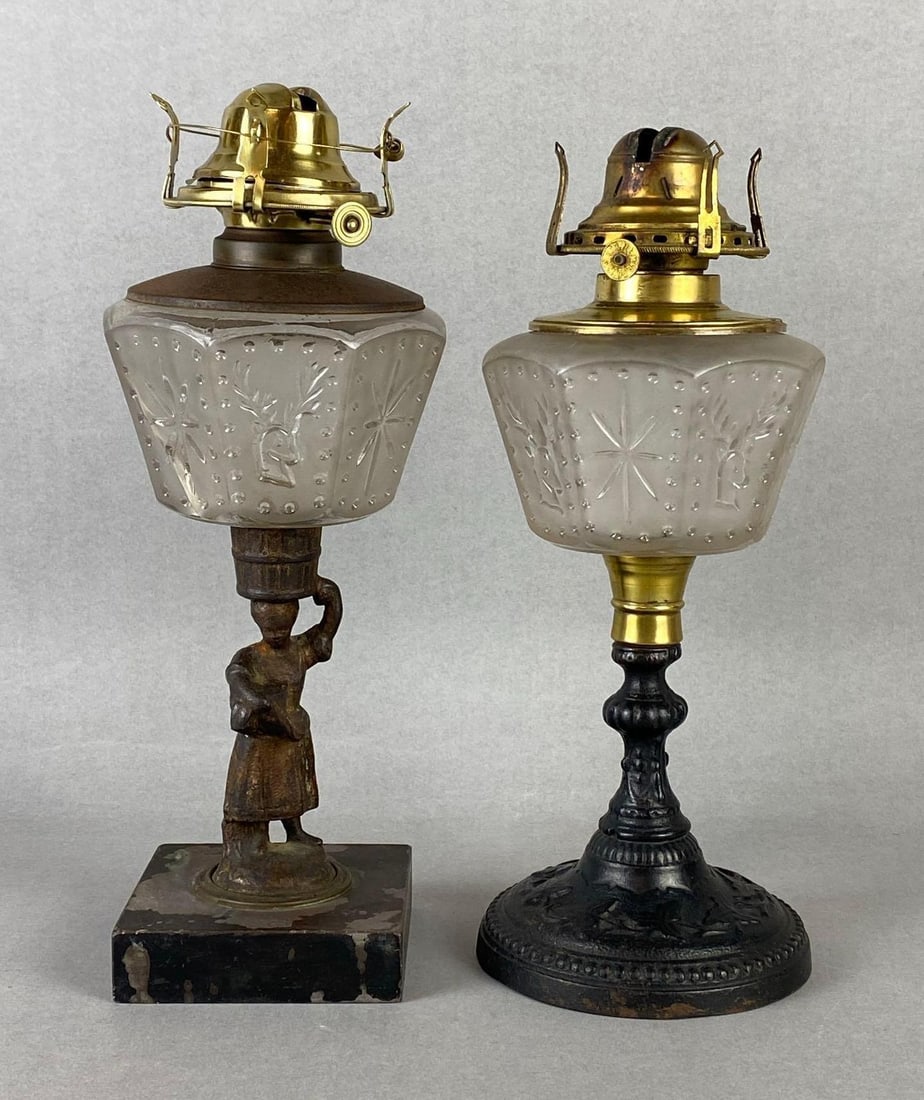 Group of 2 Cast Metal Oil Lamp Bases (1 of 6)