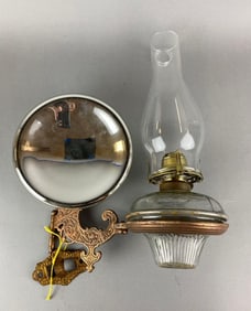Antique Cast Iron Oil Lamp Wall Scone