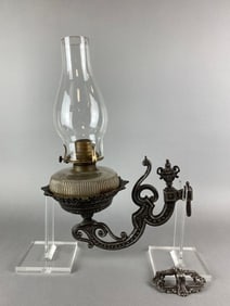 Antique Cast Iron Oil Lamp Wall Sconce Antique Cast Iron Oil Lamp Wall Sconce