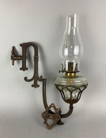 Antique Cast Iron Oil Lamp Wall Sconce