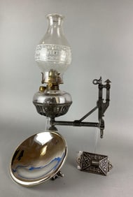 Antique Cast Iron Oil Lamp Wall Sconce