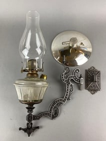 Antique Cast Iron Oil Lamp Wall Sconce