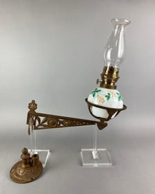 Antique Cast Iron Oil Lamp Wall Sconce