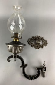 Antique Cast Iron Oil Lamp Wall Sconce