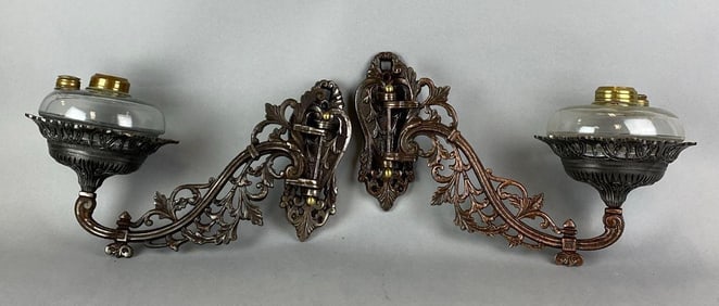 Group of 2 Antique Cast Iron Wall Sconce