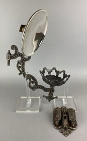 Antique Cast Iron Oil Lamp Wall Sconce