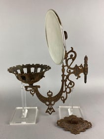 Antique Cast Iron Oil Lamp Wall Sconce